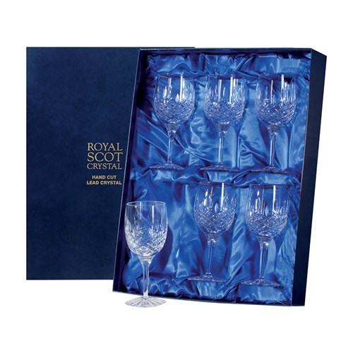 6 Royal Scot Crystal Wine Glasses - London - PRESENTATION BOXED